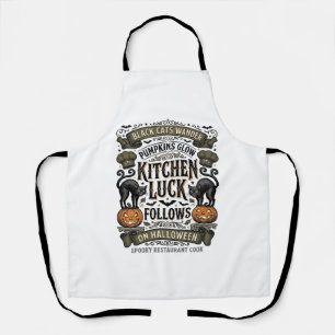 Delantal Camiseta de cocinero de Halloween Gato negro vinta
