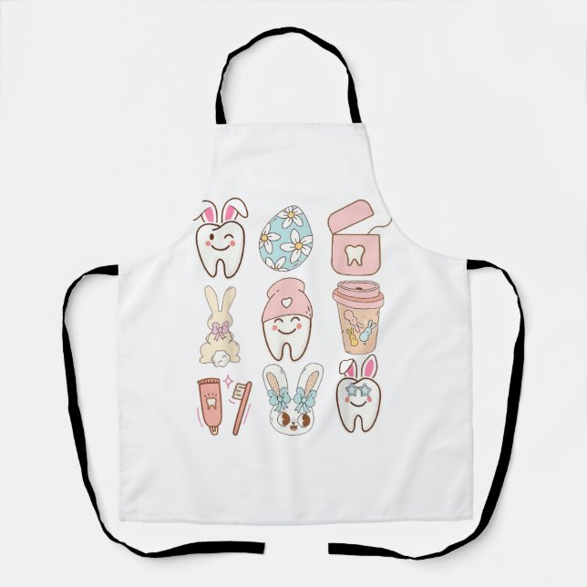 Delantal Camiseta de conejito de dientes de asistente denta (Anverso)
