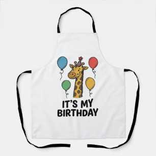 Delantal Camiseta de cumpleaños de jirafa linda Diseño de f