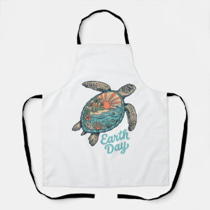 Delantal Camiseta de diseño de grabado vintage de tortuga m