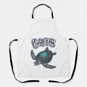 Delantal Camiseta de diseño de grabado vintage de tortuga m
