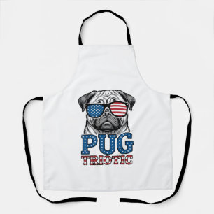 Delantal Camiseta de diseño de grabado vintage pug patrióti