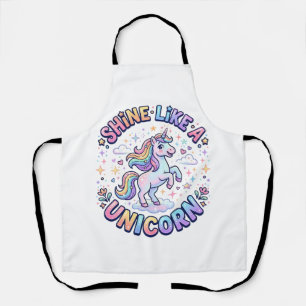 Delantal Camiseta de diseño gráfico de unicornio brilla com