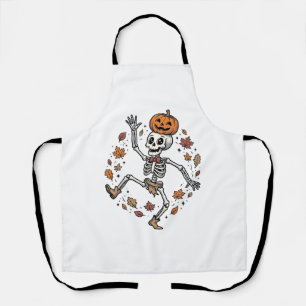 Delantal Camiseta de Esqueleto de Calabaza Grabado Vintage