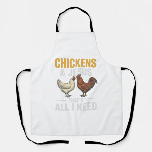 Delantal Camiseta De Gallinas Y Jesús Vintage Granjero Fe_1
