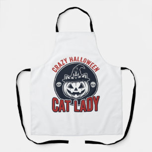 Delantal Camiseta de gato de bruja vintage loca de gato de