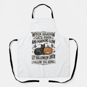 Delantal Camiseta de gato negro de Halloween con grabado de