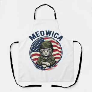 Delantal Camiseta de gato patriótico Meowica con grabado vi