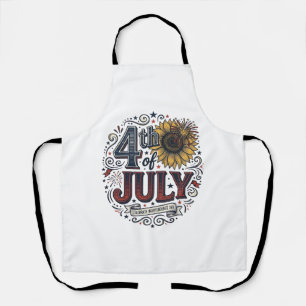 Delantal Camiseta de girasol patriótica del 4 de julio vint