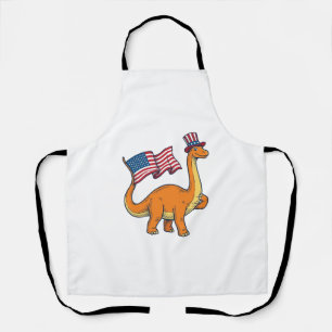 Delantal Camiseta de grabado vintage de bandera de dinosaur