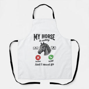 Delantal Camiseta de grabado vintage de caballo divertido l