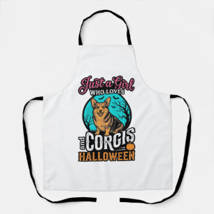 Delantal Camiseta de grabado vintage de Corgis y Halloween 