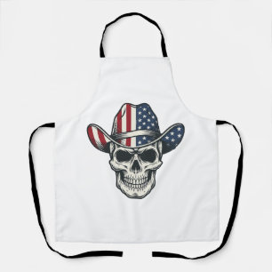 Delantal Camiseta de grabado vintage de cráneo de vaquero p