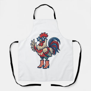 Delantal Camiseta de grabado vintage de gallo patriótico co