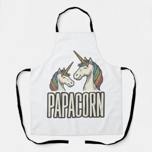 Delantal Camiseta de grabado vintage de Papacorn Unicorn Da