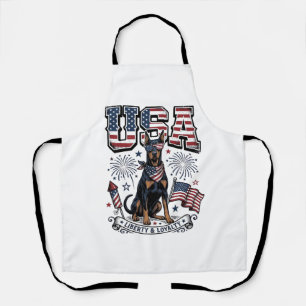 Delantal Camiseta de grabado vintage Doberman patriótico EE