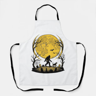 Delantal Camiseta de Halloween de Bigfoot Luna Llena Paseo