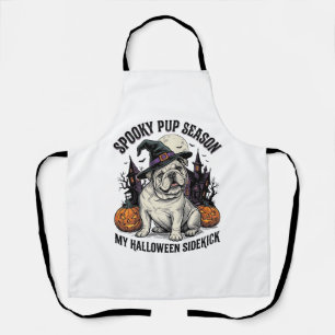 Delantal Camiseta de Halloween de Bulldog Bruja Lindo Perro