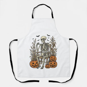 Delantal Camiseta de Halloween de Esqueleto y Calabazas Vin