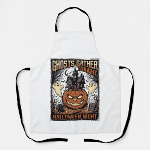 Delantal Camiseta de Halloween embrujada arte de calabaza f