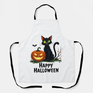 Delantal Camiseta de Halloween Gato Negro Rescate Calabaza 