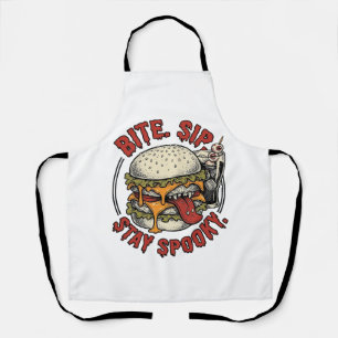 Delantal Camiseta de Hamburguesa Espeluznante Grabado Vinta
