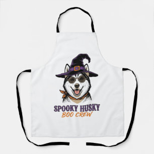Delantal Camiseta de Husky de Halloween Bruja Perro Gráfica