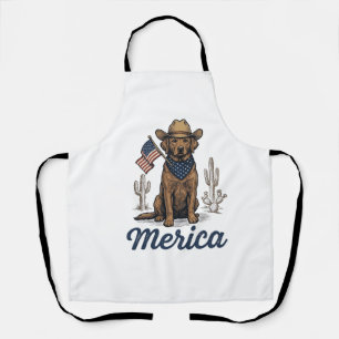Delantal Camiseta de la bandera americana del perro vaquero