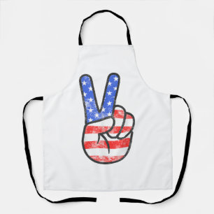 Delantal Camiseta de mano con signo de paz de la bandera am