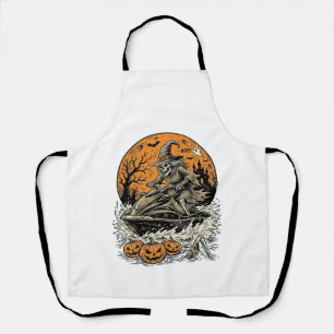 Delantal Camiseta de moto de agua de bruja esqueleto vintag