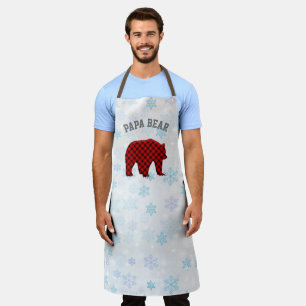 Delantal Camiseta de Navidad del oso de cuadros de búfalo d