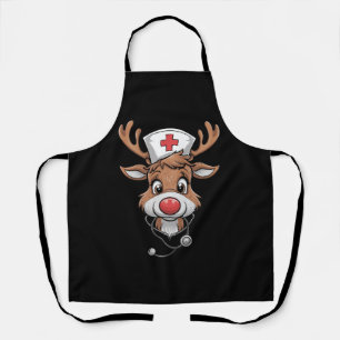 Delantal Camiseta de Navidad Guantes de Goma Reno Enfermera