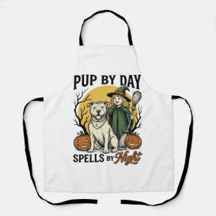 Delantal Camiseta de Perro Bruja de Halloween Grabado Vinta
