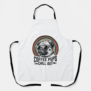 Delantal Camiseta de perro de café retro chill pug gráfico_