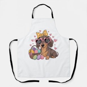Delantal Camiseta de perro salchicha lindo de Pascua