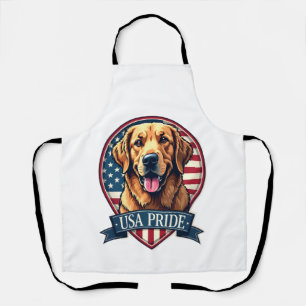 Delantal Camiseta de perro vintage orgullo USA Golden Retri