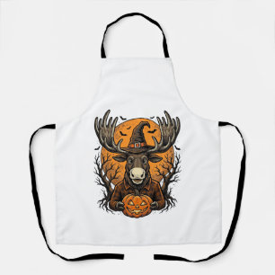 Delantal Camiseta de sombrero de bruja de calabaza de alce 