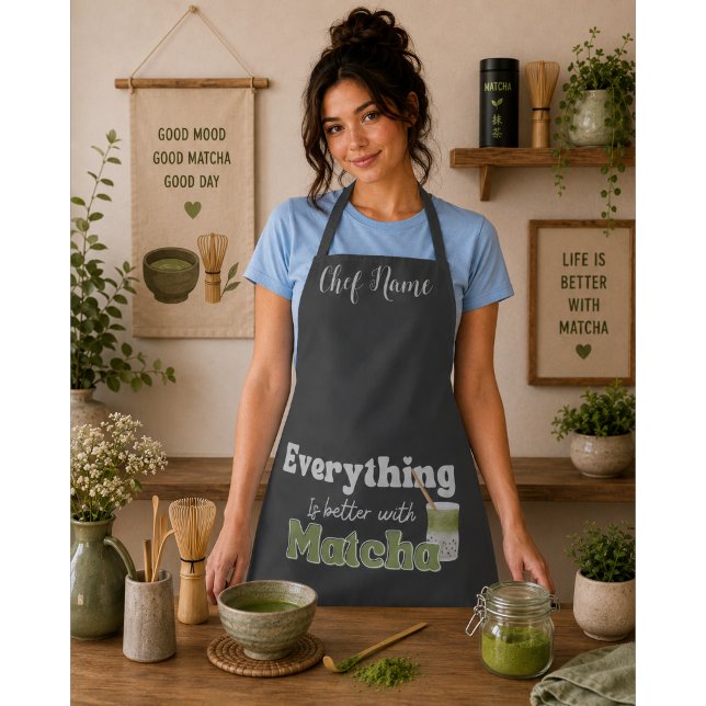 Delantal Camiseta de Té Verde Matcha, Mejores Tés (Subido por el creador)