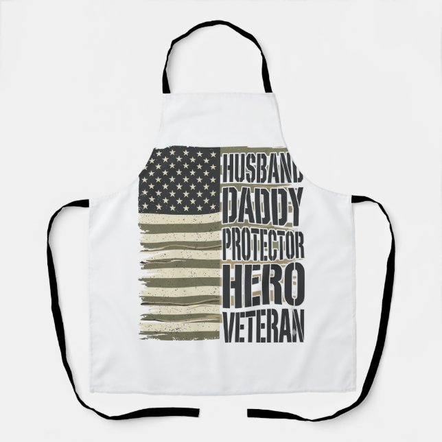 Delantal Camiseta de veterano esposo papá protector héroe b (Anverso)