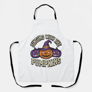Delantal Camiseta de villancicos de calabaza Halloween vint
