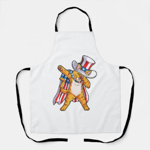 Delantal Camiseta del Tío Sam del gato haciendo dabbing 4 d