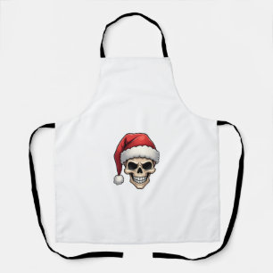 Delantal Camiseta divertida de cráneo de Navidad Santa XMES