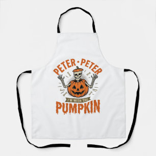 Delantal Camiseta divertida de esqueleto de Halloween de Pe