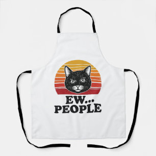 Delantal Camiseta divertida de gato negro Ew gente puesta d