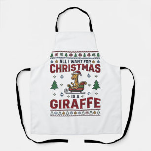Delantal Camiseta divertida de Navidad Jirafa Trineo