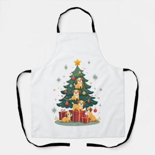 Delantal Camiseta divertida de perro de Navidad árbol perro
