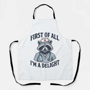 Delantal Camiseta Divertida Enfermera Mapache Primero que N