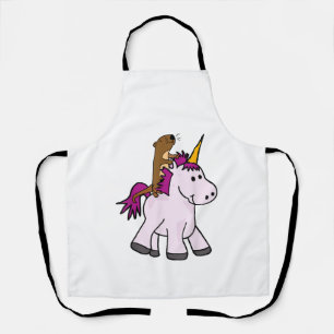 Delantal Camiseta Divertida Nutria Marina Montando Unicorni