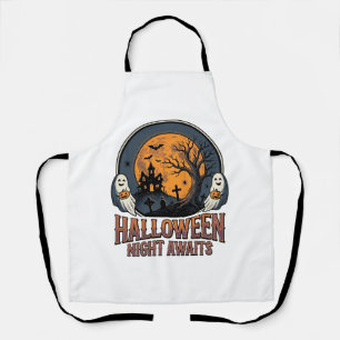 Delantal Camiseta Fantasma Luna Grabada Escena Halloween Vi