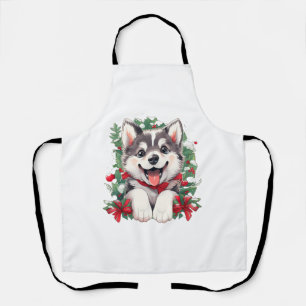 Delantal Camiseta festiva Husky Puppy Classic